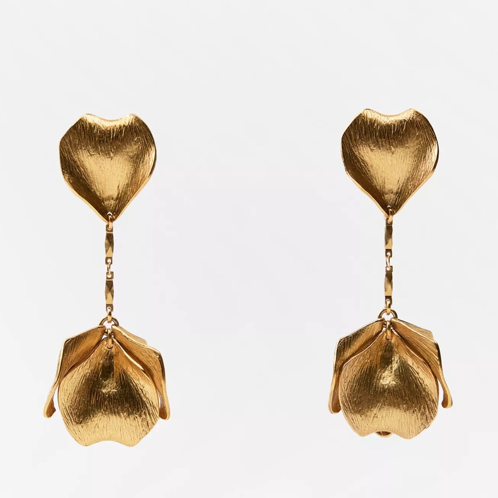 Zara Gold Floral Drop Earrings